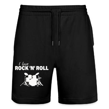 J’ADORE LE ROCK 'N' ROLL - Short de jogging bio TRAINER Stanley/Stella unisexe - noir - Devant - Nik (191cm) & Marisol (170cm)