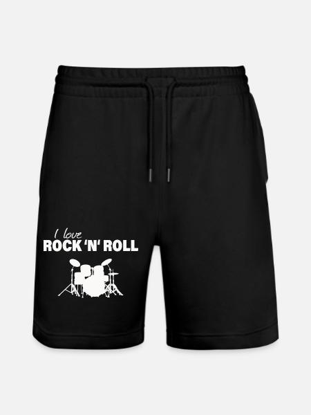 I LOVE ROCK 'N' ROLL - Stanley/Stella Trainer Unisex Organic Jogging Shorts - black