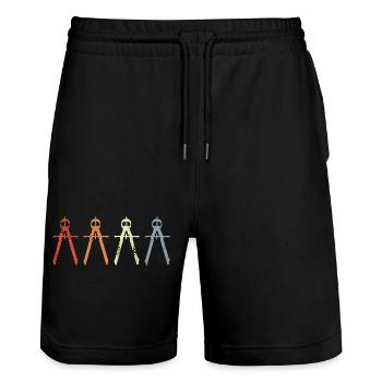 Retro Architect Circle - Stanley/Stella Trainer Unisex Organic Jogging Shorts - black - Front - Nik (191cm) & Marisol (170cm)