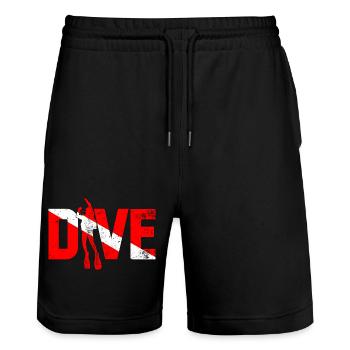 Tauchheld mit roten Streifen - Stanley/Stella Unisex Bio Joggingshorts Trainer  - Schwarz - Vorne - Nik (191cm) & Marisol (170cm)