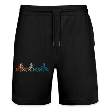 Cycling is in my DNA - Stanley/Stella Trainer Unisex Organic Jogging Shorts - black - Front - Nik (191cm) & Marisol (170cm)