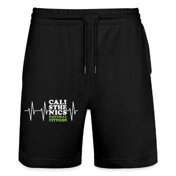 Natural Fitness Calisthenics Sport Pulse Heartbeat - Short de jogging bio TRAINER Stanley/Stella unisexe - noir - Devant - Nik (191cm) & Marisol (170cm)