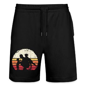 Silhouette Trio Coucher de Soleil - Short de jogging bio TRAINER Stanley/Stella unisexe - noir - Devant - Nik (191cm) & Marisol (170cm)