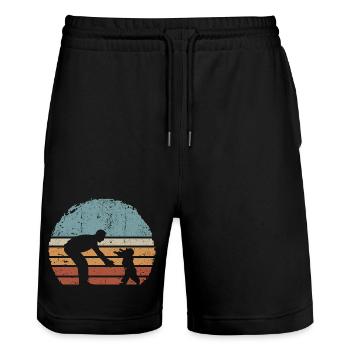 Sonnenuntergang Eltern- und Kind-Silhouette - Stanley/Stella Unisex Bio Joggingshorts Trainer  - Schwarz - Vorne - Nik (191cm) & Marisol (170cm)