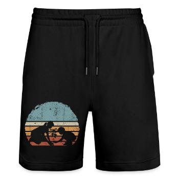 Sunset Silhouette Duo von Palm Tree - Stanley/Stella Unisex Bio Joggingshorts Trainer  - Schwarz - Vorne - Nik (191cm) & Marisol (170cm)