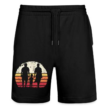 Family Silhouette at Sunset - Stanley/Stella Trainer Unisex Organic Jogging Shorts - black - Front - Nik (191cm) & Marisol (170cm)
