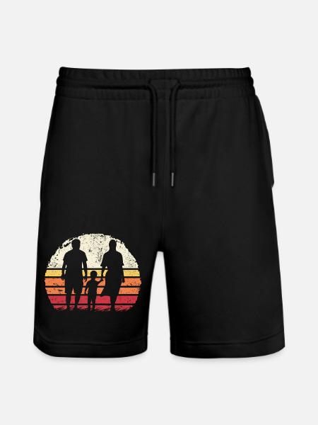 Family Silhouette at Sunset - Stanley/Stella Trainer Unisex Organic Jogging Shorts - black