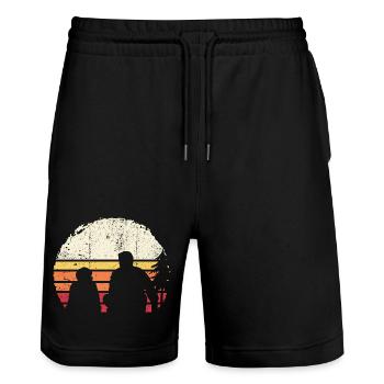 Silhouette de coucher de soleil sur la plage - Short de jogging bio TRAINER Stanley/Stella unisexe - noir - Devant - Nik (191cm) & Marisol (170cm)