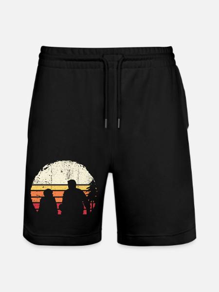 Sunset Silhouette on Beach - Stanley/Stella Trainer Unisex Organic Jogging Shorts - black