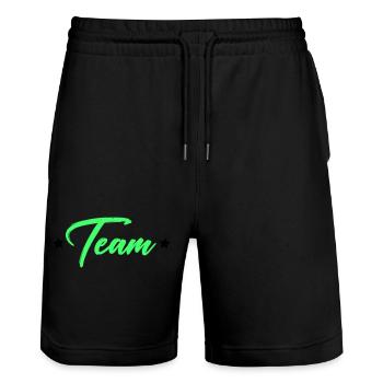 team - Stanley/Stella Unisex Bio Joggingshorts Trainer  - Schwarz - Vorne - Nik (191cm) & Marisol (170cm)