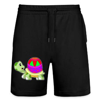 Oeuf de Pâques tortue - Short de jogging bio TRAINER Stanley/Stella unisexe - noir - Devant - Nik (191cm) & Marisol (170cm)