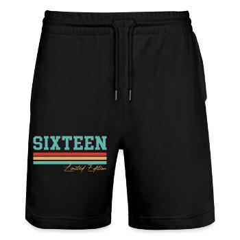 Cadeau 16ème anniversaire Sixteen - Short de jogging bio TRAINER Stanley/Stella unisexe - noir - Devant - Nik (191cm) & Marisol (170cm)