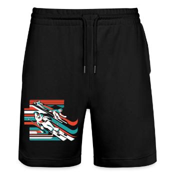 skiing winter sports snow winter - Stanley/Stella Trainer Unisex Organic Jogging Shorts - black - Front - Nik (191cm) & Marisol (170cm)