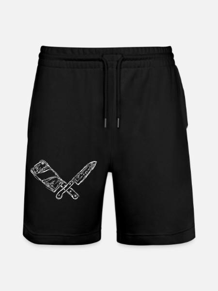Messer und Hackbeil Skizze - Stanley/Stella Unisex Bio Joggingshorts Trainer  - Schwarz