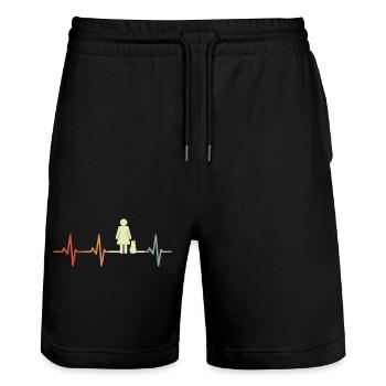 Katzen Mama Herzschlag - Stanley/Stella Unisex Bio Joggingshorts Trainer  - Schwarz - Vorne - Nik (191cm) & Marisol (170cm)