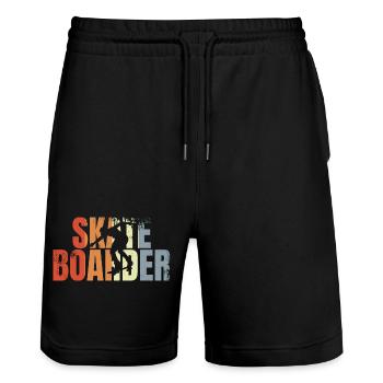 Retro Skateboarder - Stanley/Stella Unisex Bio Joggingshorts Trainer  - Schwarz - Vorne - Nik (191cm) & Marisol (170cm)