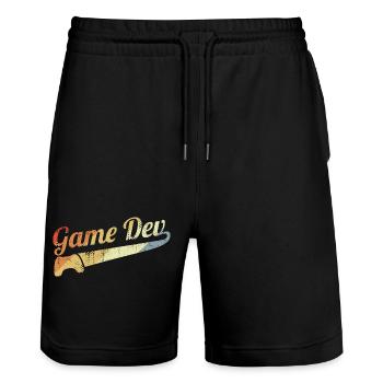 Vintage Game Developer - Stanley/Stella Trainer Unisex Organic Jogging Shorts - black - Front - Nik (191cm) & Marisol (170cm)