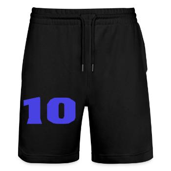 10. 10 JAHRE. 10-JÄHRIGES JUBILÄUM. 10-JÄHRIGES JUBILÄUM. - Stanley/Stella Unisex Bio Joggingshorts Trainer  - Schwarz - Vorne - Nik (191cm) & Marisol (170cm)