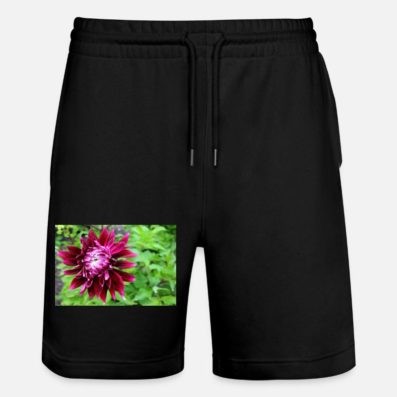 Dahlie, Blume, Blüte rot - Stanley/Stella Unisex Bio Joggingshorts Trainer  - Schwarz