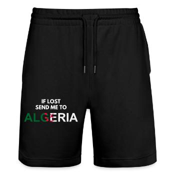 if lost send me to Algeria-cadeau Algérie - Short de jogging bio TRAINER Stanley/Stella unisexe - noir - Devant - Nik (191cm) & Marisol (170cm)