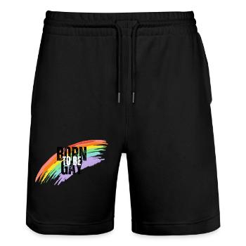 Born to celebrate queer diversity - Stanley/Stella Trainer Unisex Organic Jogging Shorts - black - Front - Nik (191cm) & Marisol (170cm)