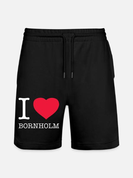 I LOVE BORNHOLM - Stanley/Stella Trainer Unisex Organic Jogging Shorts - black