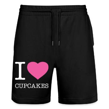 I LOVE CUPCAKES - Stanley/Stella Unisex Bio Joggingshorts Trainer  - Schwarz - Vorne - Nik (191cm) & Marisol (170cm)
