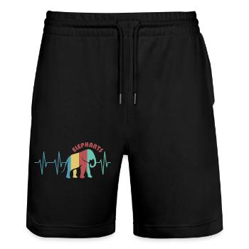 puls bunter elefant Tiere Rüssel retro Farben icon - Stanley/Stella Unisex Bio Joggingshorts Trainer  - Schwarz - Vorne - Nik (191cm) & Marisol (170cm)