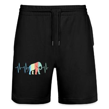 bunte Farben Elefant Elefanten Herzschlag Symbol - Stanley/Stella Unisex Bio Joggingshorts Trainer  - Schwarz - Vorne - Nik (191cm) & Marisol (170cm)