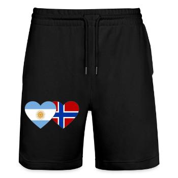Argentine Norvège Drapeau Coeur - Short de jogging bio TRAINER Stanley/Stella unisexe - noir - Devant - Nik (191cm) & Marisol (170cm)