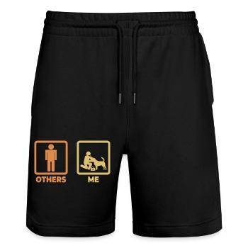 Veterinarian Stick Figures - Stanley/Stella Trainer Unisex Organic Jogging Shorts - black - Front - Nik (191cm) & Marisol (170cm)