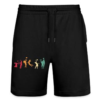 Volleyball Retro Sport Vintage - Stanley/Stella Unisex Bio Joggingshorts Trainer  - Schwarz - Vorne - Nik (191cm) & Marisol (170cm)