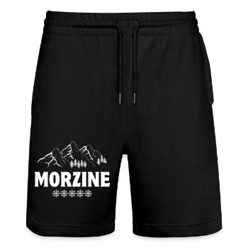 Skigebiet, Skifahren, Morzine - Stanley/Stella Unisex Bio Joggingshorts Trainer  - Schwarz - Vorne - Nik (191cm) & Marisol (170cm)