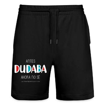 I used to doubt (dark) - Stanley/Stella Trainer Unisex Organic Jogging Shorts - black - Front - Nik (191cm) & Marisol (170cm)