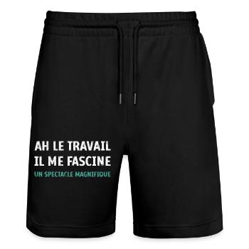 Ah le Travail il me fascine un spectacle magnifiqu - Short de jogging bio TRAINER Stanley/Stella unisexe - noir - Devant - Nik (191cm) & Marisol (170cm)