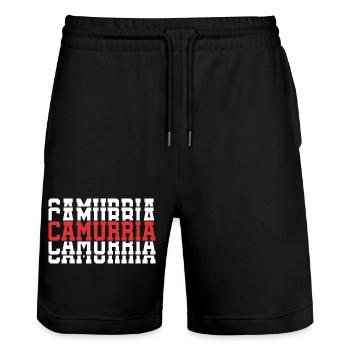 t-shirt camurria t-shirt Sicilia stacked text - Stanley/Stella Trainer Unisex Organic Jogging Shorts - black - Front - Nik (191cm) & Marisol (170cm)
