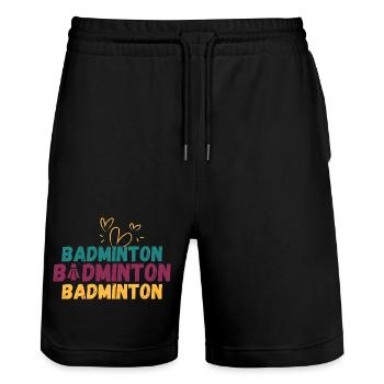 Badminton Badminton Badminton - Short de jogging bio TRAINER Stanley/Stella unisexe - noir - Devant - Nik (191cm) & Marisol (170cm)