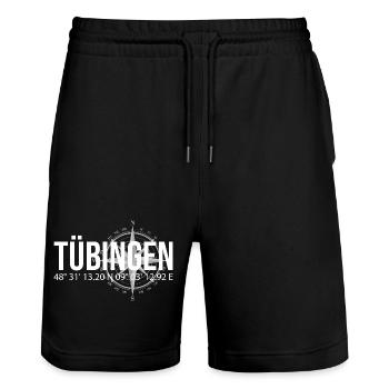Koordinaten Tübingen - Stanley/Stella Unisex Bio Joggingshorts Trainer  - Schwarz - Vorne - Nik (191cm) & Marisol (170cm)