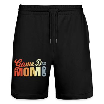 Game Developer Mom - Stanley/Stella Trainer Unisex Organic Jogging Shorts - black - Front - Nik (191cm) & Marisol (170cm)