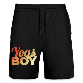 Funny Yoga Boy - Stanley/Stella Trainer Unisex Organic Jogging Shorts - black - Front - Nik (191cm) & Marisol (170cm)