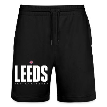 Leeds City Logo Grafik T-Shirt - Stanley/Stella Unisex Bio Joggingshorts Trainer  - Schwarz - Vorne - Nik (191cm) & Marisol (170cm)