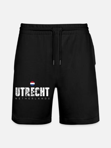 Utrecht Distressed City Letters - Stanley/Stella Trainer Unisex Organic Jogging Shorts - black