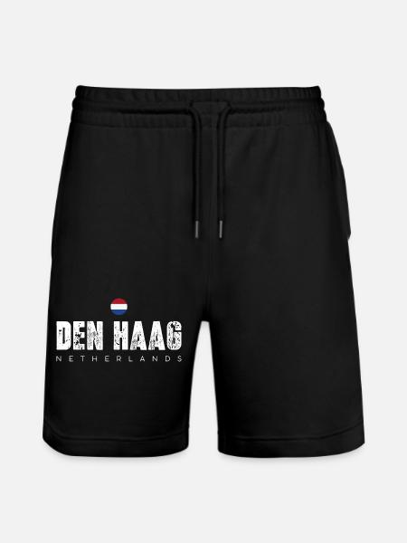 Den Haag Distressed City Typography - Stanley/Stella Trainer Unisex Organic Jogging Shorts - black