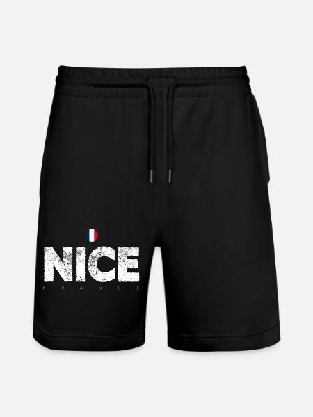 Nice France Distressed Letters - Stanley/Stella Trainer Unisex Organic Jogging Shorts - black