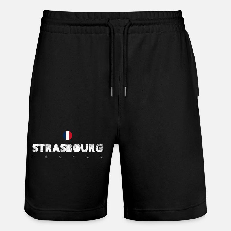 Straßburg Distressed Flagge Typografie - Stanley/Stella Unisex Bio Joggingshorts Trainer  - Schwarz
