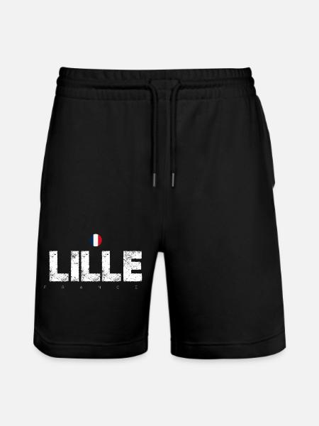 Lille France Distressed Typography - Stanley/Stella Trainer Unisex Organic Jogging Shorts - black