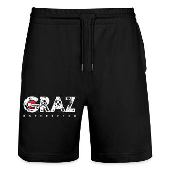 Graz City Grunge Logo Österreich - Stanley/Stella Unisex Bio Joggingshorts Trainer  - Schwarz - Vorne - Nik (191cm) & Marisol (170cm)