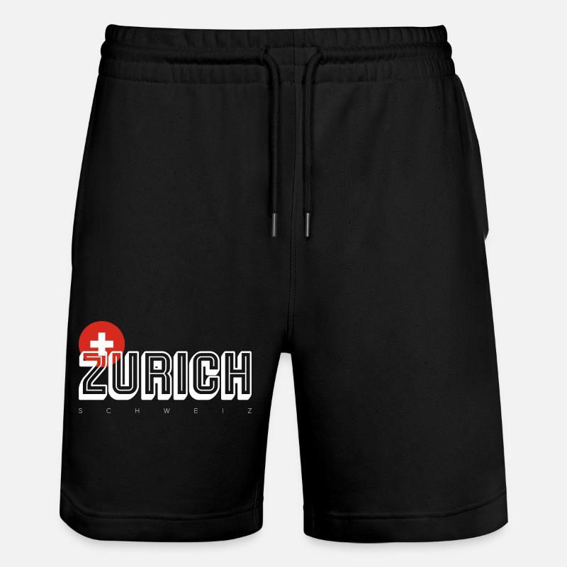 Mot-symbole Zurich avec écusson suisse - Short de jogging bio TRAINER Stanley/Stella unisexe - noir