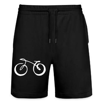 Weißes minimalistisches Fahrrad - Stanley/Stella Unisex Bio Joggingshorts Trainer  - Schwarz - Vorne - Nik (191cm) & Marisol (170cm)