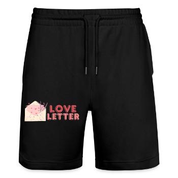 Lettre d’amour - Short de jogging bio TRAINER Stanley/Stella unisexe - noir - Devant - Nik (191cm) & Marisol (170cm)